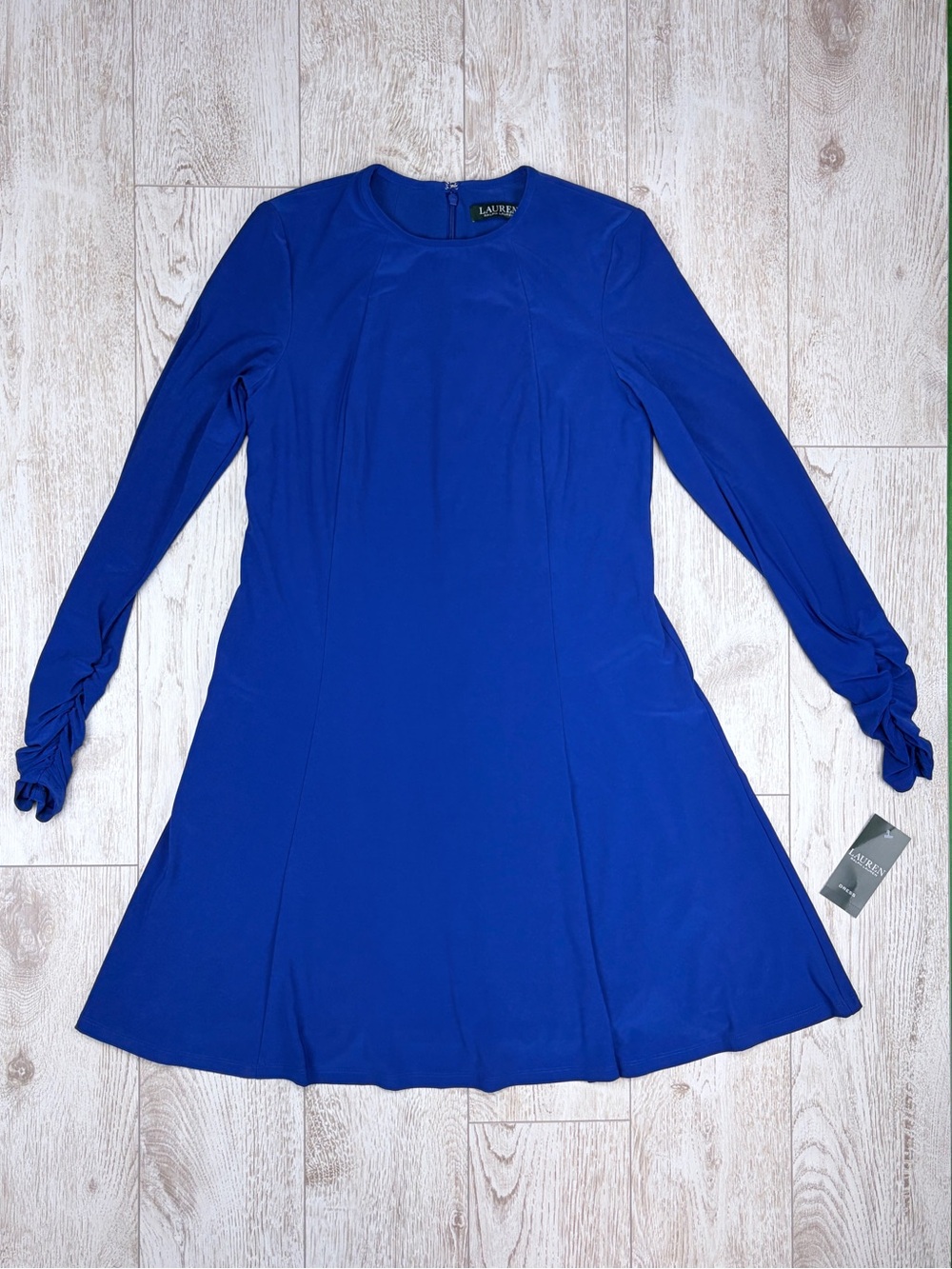 Lauren Ralph Lauren Size 8 Royal Blue Long Sleeve A-Line Jersey Dress